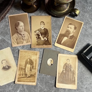 Antique Carte De Visite Photographs - set of 7 CDV - Victorian Era - 1800s Portraits - Illinois, Pennsylvania, and Austria - Vintage Photos