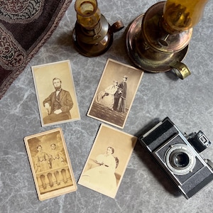 Antique Carte De Visite Photographs - Victorian Era America - CDV Photo set of 4 - Named 1800s Portraits - Ohio and Pennsylvania