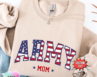 Personalized Army Mom Sweatshirt Army Family Basic Training hoodie American Flag Shirt For Army Mom Gift For Military Family Custom Name