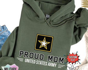 Army Mom Hoodie, Army Wife, Gift for Army Mom, Army Family Day Sweater, Military Mom, Army Sweatshirt, Custom Army Mom, Long Distance