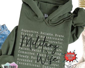 Proud Military Wife Hoodie, Military Wife Sweatshirt, Military Shirt, Gift For Wife, Army Wife, Soldier's Wife, Army Shirt, Gift for mom