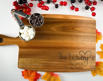 Personalized Acacia Wood Charcuterie Board | Engraved Wedding Gift