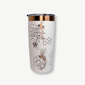 Bee Honeycomb Engraved Tumbler 20oz, Personalized Gift, Ready to Gift Box Option
