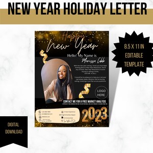 Real Estate Letter, Holiday Letter, Realtor Hello Neighbor, Real Estate Farming, New Years, 2023, Realtor Marketing, Canva Template, Realtor