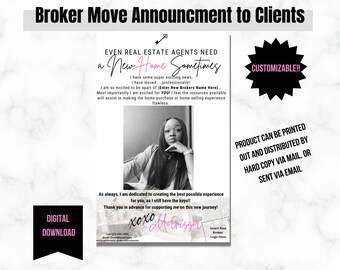 Real Estate Marketing, Real Estate Announcements, Real Estate Branding, Broker, Company Move, Client Announcement, Realtor Announcement