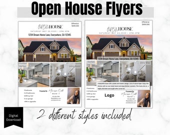 Open House Flyers, Realtor Brand Marketing Tools, Real Estate Open House, Canva Editables, Canva Templates, Realtor, For Sale, Real Estate