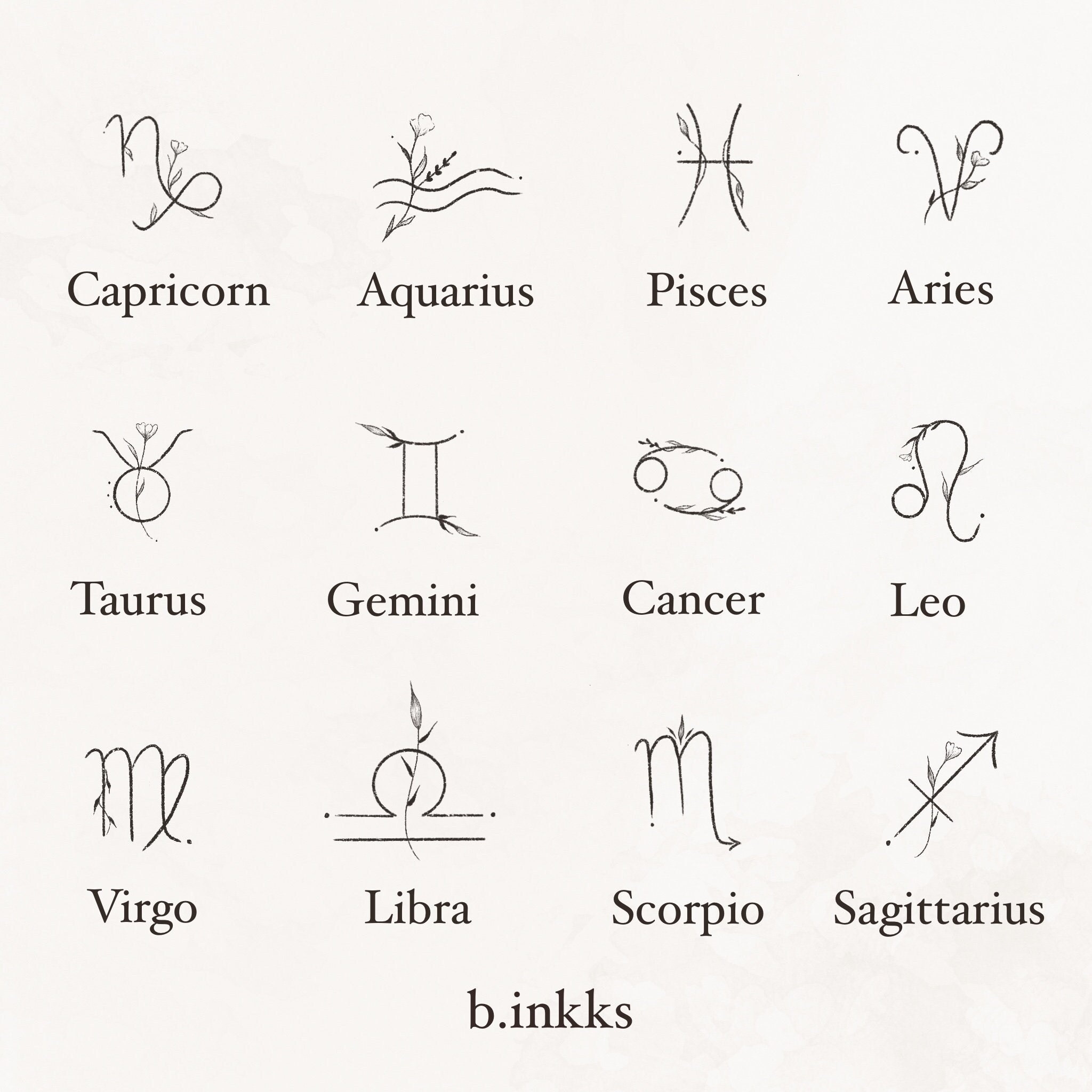 Zodiac Signs Tattoo Ticket - Etsy