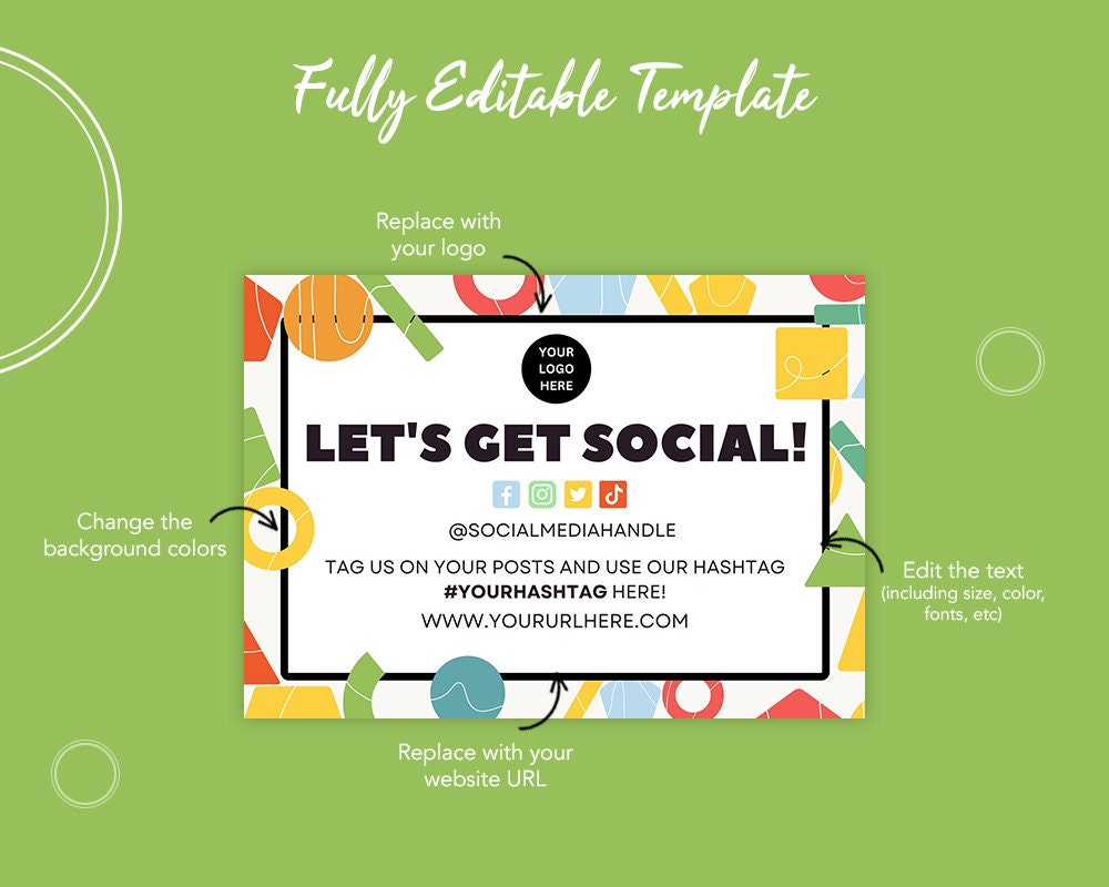 Cute Lets Be Social Sign Printable Fully Editable on Canva FREE L ...