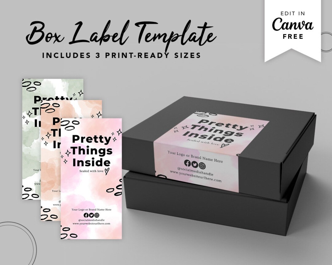 Cute Editable Box Seals Printable Box Label Brand Customisable Packing