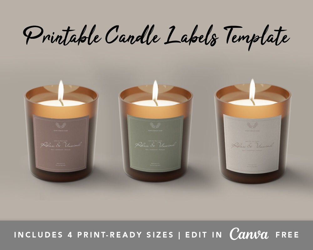 Custom Candle Label Stickers, Luxurious Stickers for Candle Packaging &  Branding, Real Foil Product Logo Label DIY Candle Label Square, Gold 