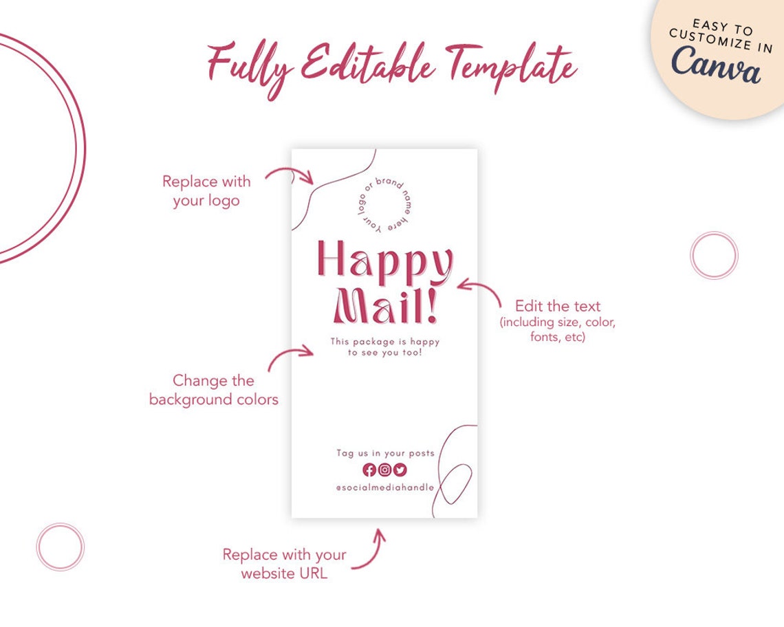 Pink Printable Box Label Fully Editable Canva Free 3 Colours Customised ...
