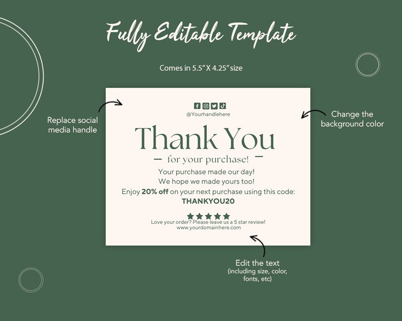 Printable Business Thank You Card Editable Thank You Template Editable ...