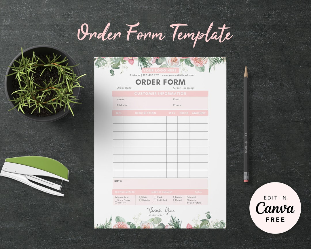 Flower Order Form Template Printable Fully Editable CANVA FREE Small Flower Order Form Template Printable Fully Editable CANVA FREE Small