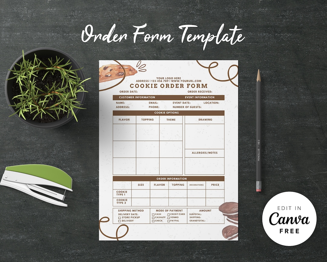 Baking Order Form Template Printable Fully Editable on CANVA FREE Small Baking Order Form Template Printable Fully Editable on CANVA FREE Small