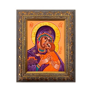 Madonna Ikone im byzantinischen Stil gerahmt