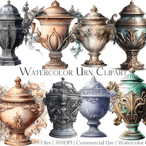 Ensemble de 20 cliparts aquarelles gothiques avec téléchargement immédiat et utilisation commerciale, au format PNG + PDF, parfait pour les travaux manuels.
