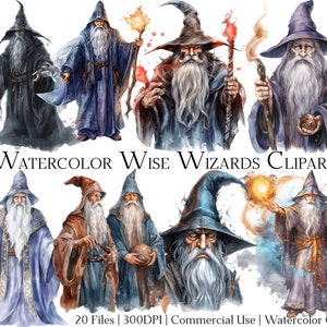 Akvarellguiden Clipart-set: 20 PNG- och PDF-filer (kommersiellt bruk)