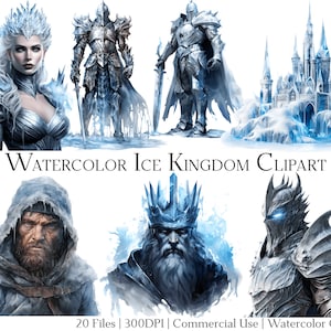 Watercolor Ice Kingdom Clipart Set of 20 Files with Instant Download & Commercial Use, PNG + PDF Format Perfect for DIY Crafts.
