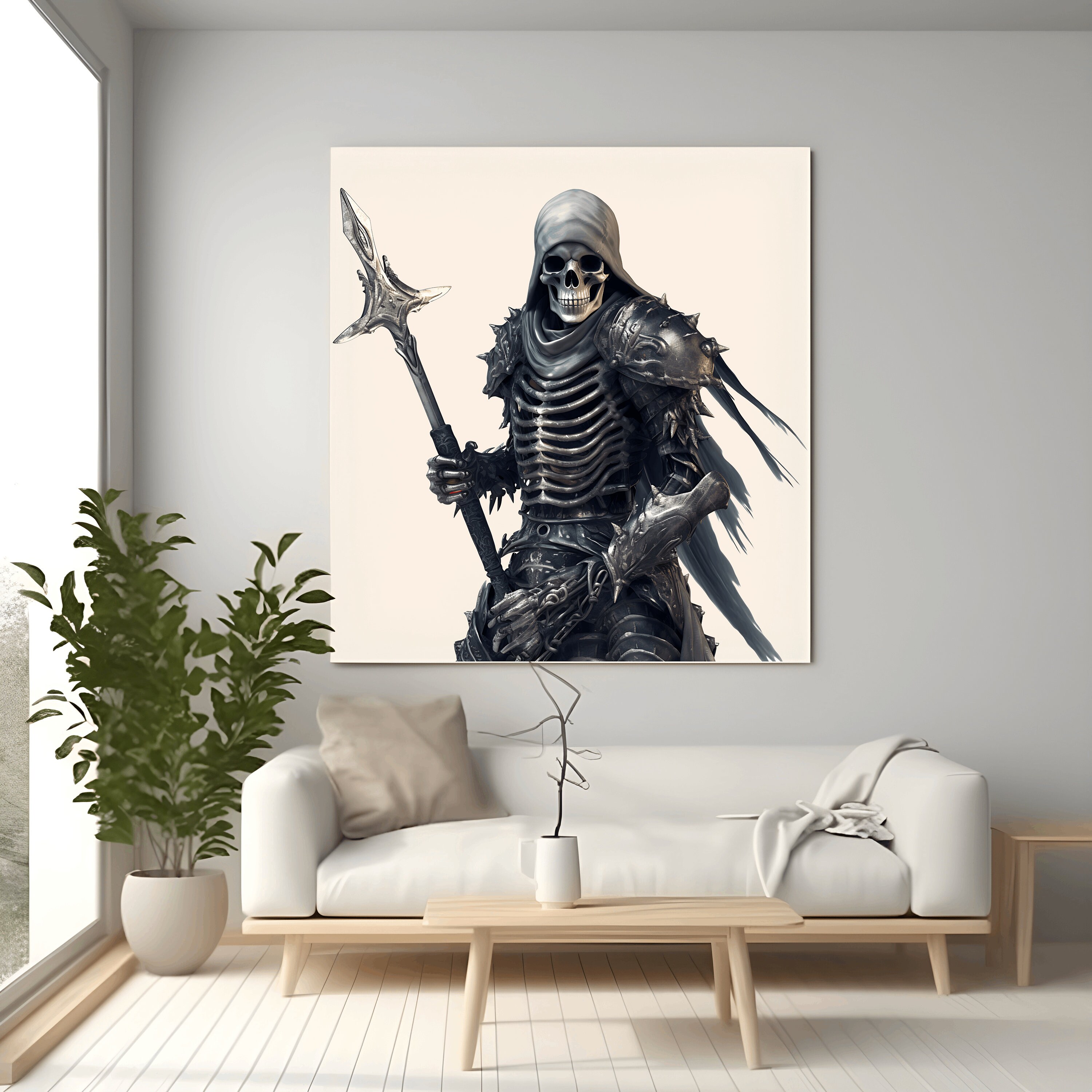 Watercolor Gothic Skeleton Warrior Clipart: 20 PNG + PDF Files