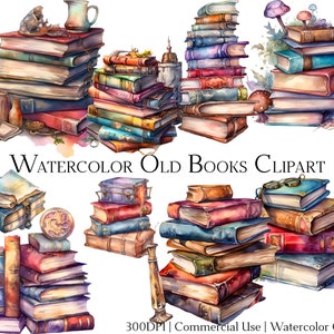 Watercolor Old Book Clipart Set of 20 Files With Instant Download ...