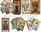 Watercolor Tarot Cards Clipart: 20 PNG + PDF Files (Commercial Use)