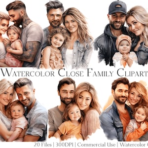 Aquarel close Family clipartset van 20 bestanden met directe download en commercieel gebruik, png- en pdf-indeling, perfect voor doe-het-zelvers