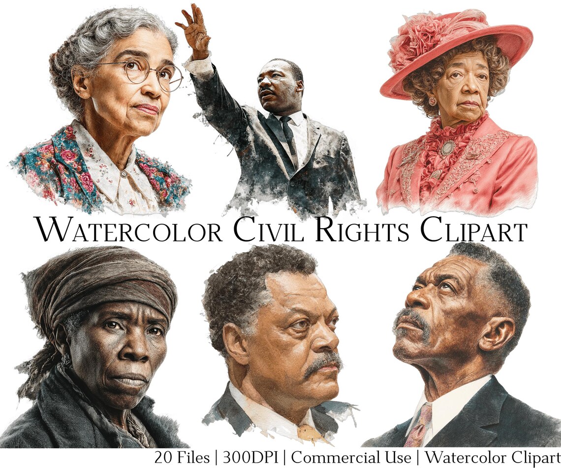 Watercolor Civil Rights Clipart Set: PNG & PDF, Commercial Use - Etsy