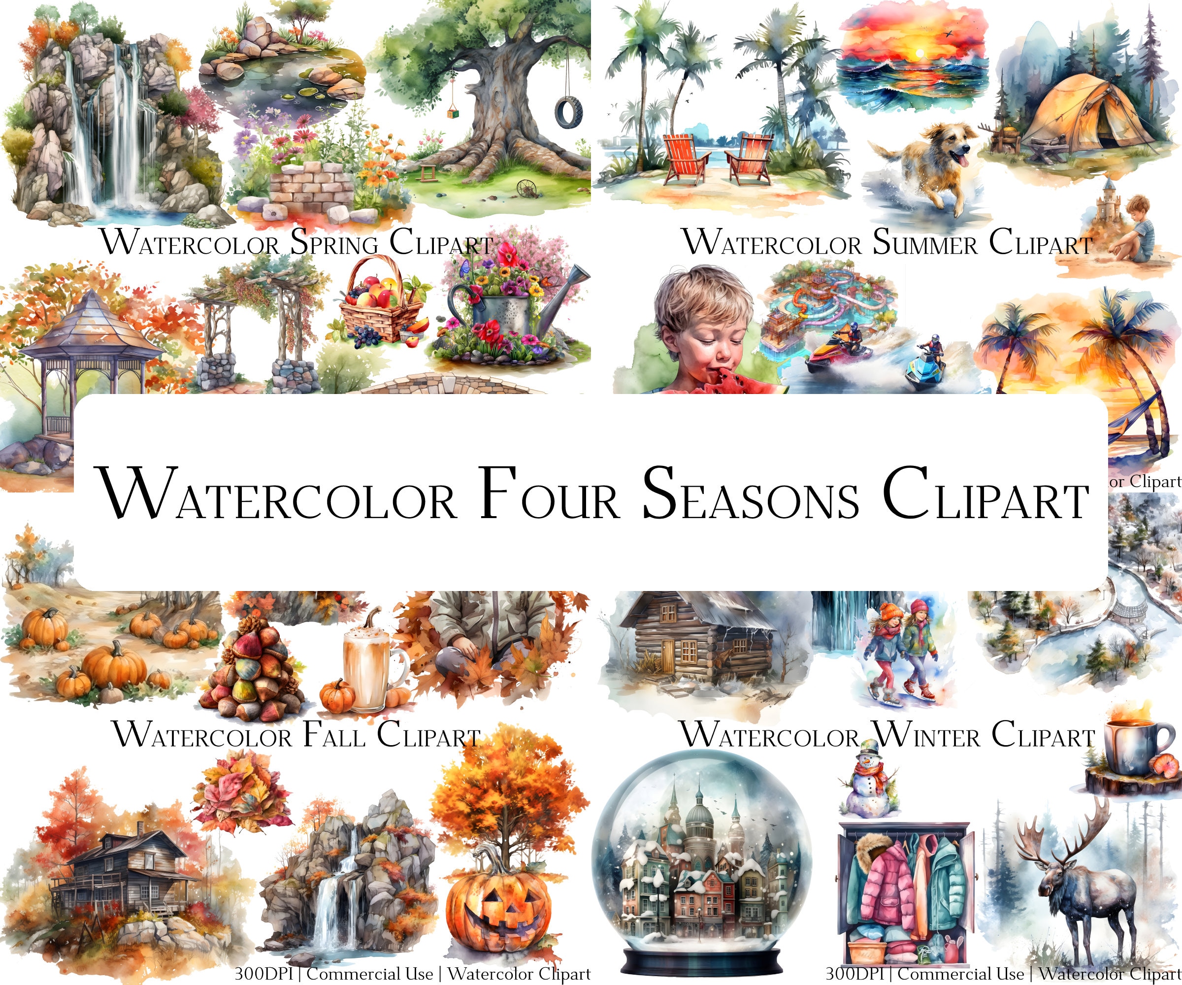 Original Watercolor Card Set With Envelopes, Four Seasons Nature Cards, Any  Occasion Cards, for Him 