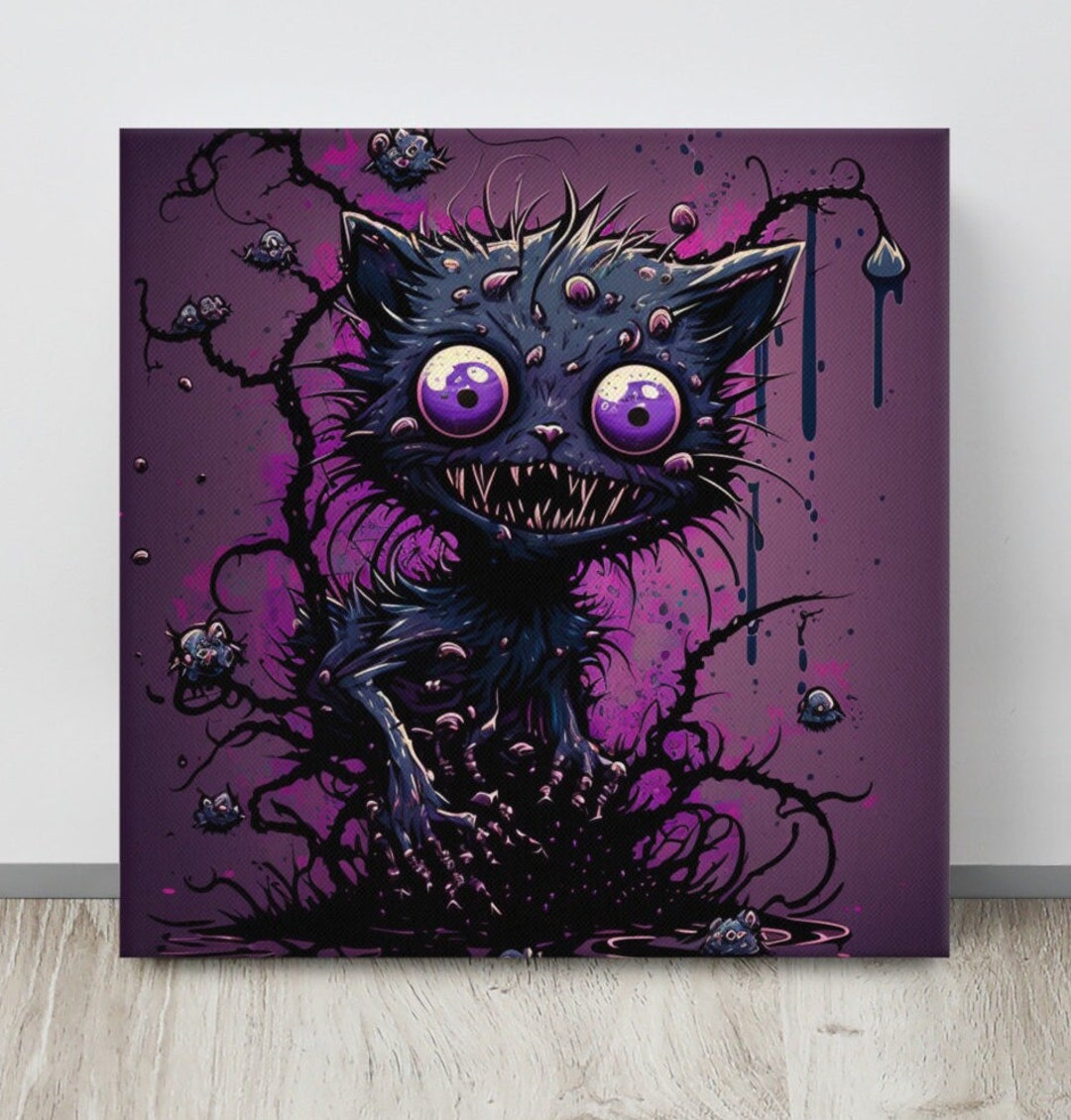 Undead Walker Zed Zombie Print, Resident Evil Mutant Cat Wall Art