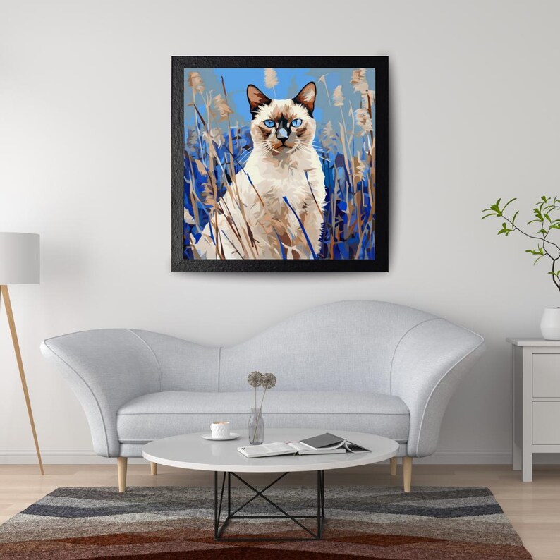 Siamese Cat Canvas Print, Modern Pet Portrait Wall Art - Etsy