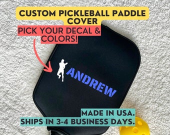 Personalized Pickleball Paddle Cover Custom Pickleball Cover Racquet Bag Pickleball Paddle Holder Ball Pickleball Gift for Men Cover