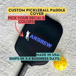 Personalized Pickleball Gift for Men Paddle Cover Custom Pickleball Cover Racquet Bag Pickleball Paddle Holder Ball Pickleball Case