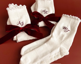 Embroidered Pilates Sock Grip Barre Gift Bag Pilates Girl Grippy Sock Grip Yoga Personalized Pilates Sock Bag Bachelorette Pilates Princess