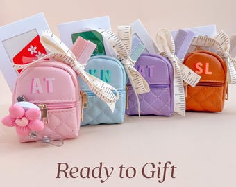 First Day of School Gift for Teacher Bag Name Keychain Charm Backpack Back to School Teacher Gift Custom Teacher Badge Reel Holder Gift Card