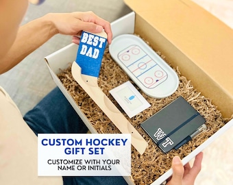 Custom Hockey Gift Dad Personalized Hockey Gift Father's Day Hockey Boyfriend Gift Basket Set Gift for Men Hockey Custom Puck Display Hockey