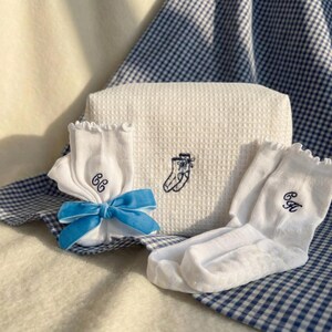 Embroidered Pilates Sock Grip Barre Gift Bag Pilates Girl Grippy Sock Grip Yoga Personalized Pilates Sock Bag Bachelorette Pilates Princess 2 Pairs of Socks+Bag