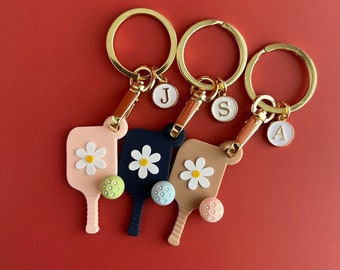 Custom Pickleball Keychain with Daisy Keychain Personalized Paddle Pickleball Gift Stocking Stuffer Christmas Pickleball Accessory Bag Tag