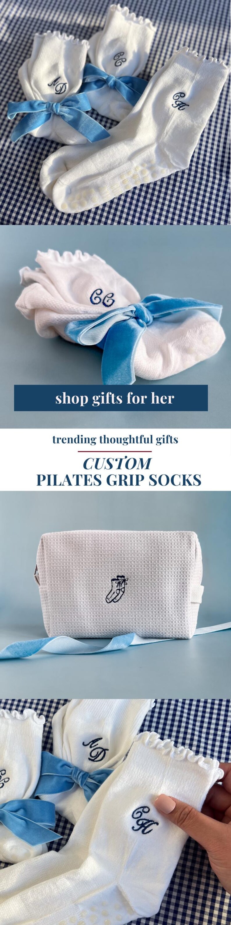 Embroidered Pilates Sock Grip Barre Gift Bag Pilates Girl Grippy Sock Grip Yoga Personalized Pilates Sock Bag Bachelorette Pilates Princess image 18