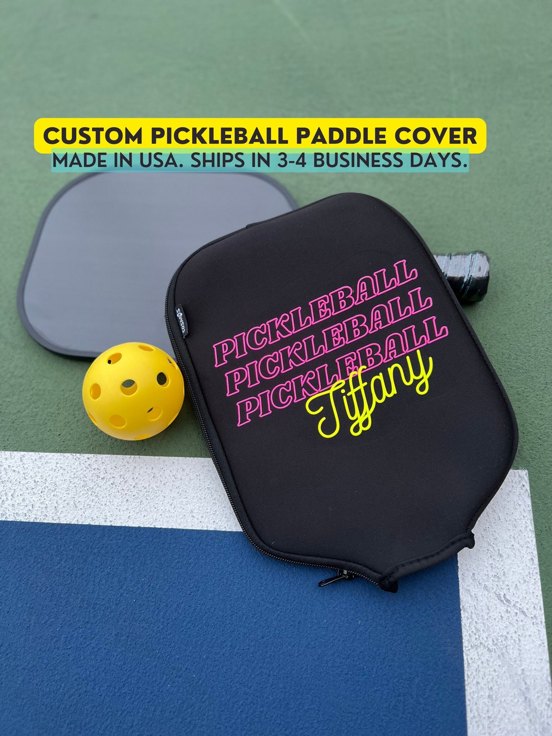 Custom Pickleball Paddle Cover Personalized Pickleball Case Etsy