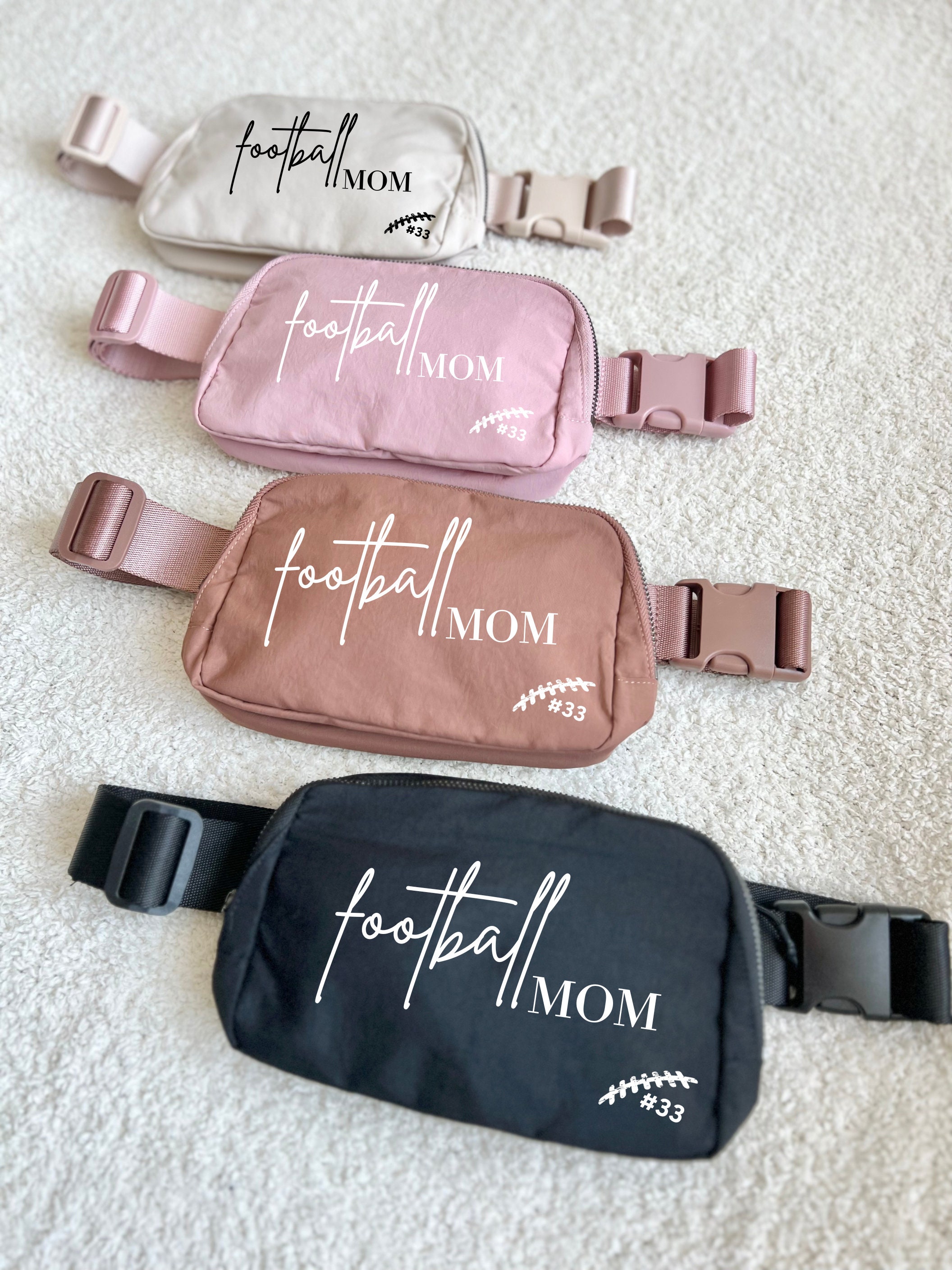 Custom Football Mom Belt Bag | Game Day Fanny Pack | Football Themed Waist Pouch | Sporty Football Mom Era Bag