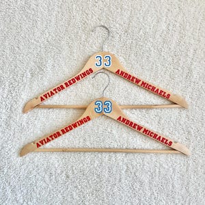 Set of 2 Custom Sport Jersey Hanger for Kids Sport Jersey Display Personalized Hockey Display Jersey Hanger Basketball Jersey Coach Gift