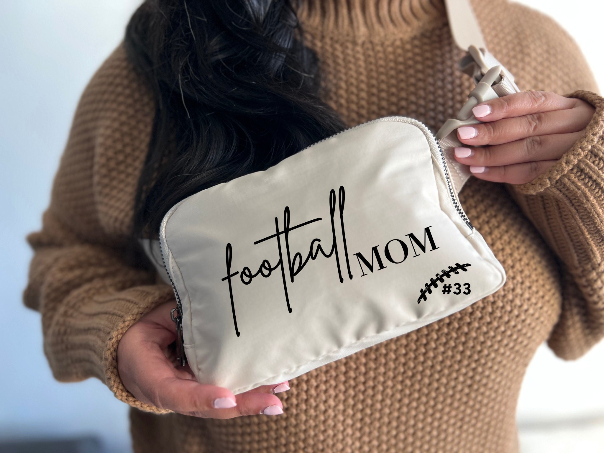 Custom Football Mom Belt Bag | Game Day Fanny Pack | Football Themed Waist Pouch | Sporty Football Mom Era Bag