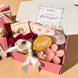 Caja de propuesta de niña de las flores personalizada, regalo de boda, tarjeta &quot;¿Quieres ser nuestra niña de las flores?&quot; para sobrina, bolsa de regalo, Petal Patrol para boda, caja para fiesta nupcial.