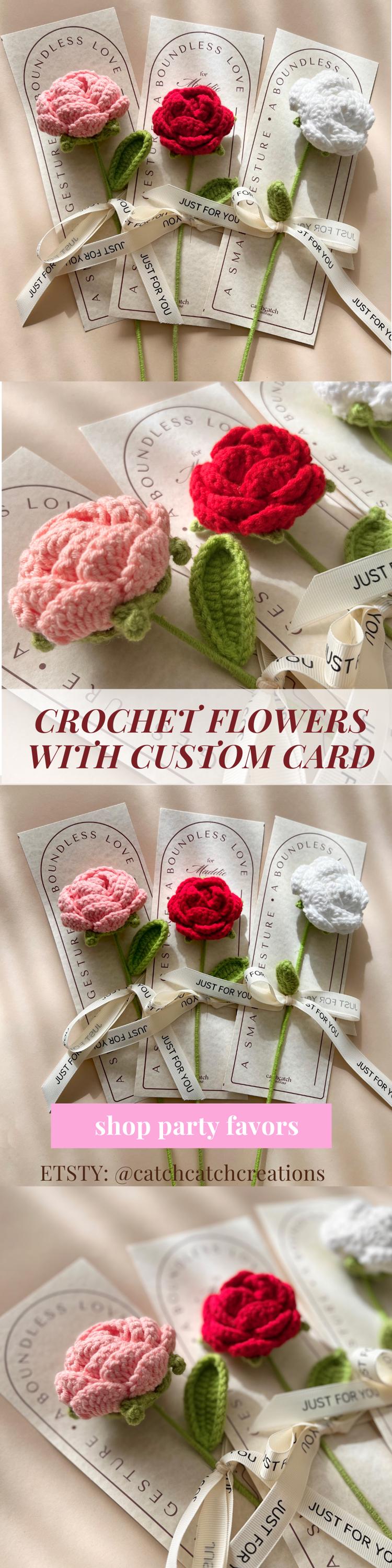 Handgehäkelte Rose Aus Wolle – Langlebige Kunstblume Mit Geschenkbox & Karte Für Valentinstag, Muttertag & Mehr