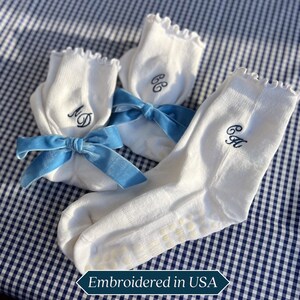 Embroidered Pilates Sock Grip Barre Gift Bag Pilates Girl Grippy Sock Grip Yoga Personalized Pilates Sock Bag Bachelorette Pilates Princess image 15