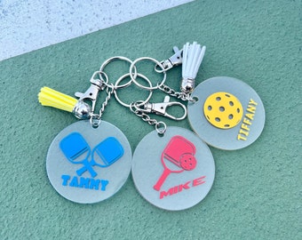 Custom Pickleball Bag Tag Personalized Pickleball Keychain Bag Tag Name for Backpack Bag Tag Sports Keychain Paddle Pickleball Name Tag Keys