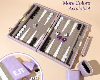 Custom Backgammon Set Travel Board Games Personalized Gift Lover Backgammon Game Night Family Board Games for Kids Travel Activities