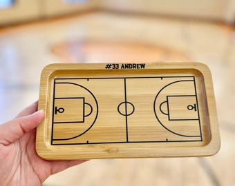 Custom 30th Birthday Gift for Him 30th Birthday Gift for Son Dressing Table Tray Sports Catchall Valet Tray Wood Basketball Tray Keys Gift