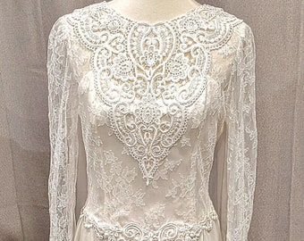 Vintage Jessica McClintock Lace and chiffon long sleeve wedding dress size 9/10