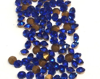 Vintage Sapphire Rhinestones: Preciosa Optima SS19, Gold Foiled (100 Lot)